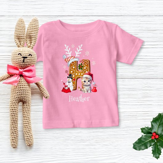 T-shirt Pour Bébé Cute Famille Noël Gingerpain Alphabet H Fille