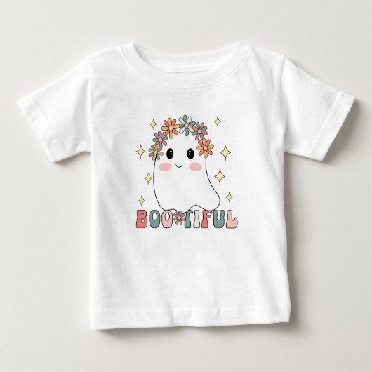 T-shirt Pour Bébé Cute Fleur Boo Halloween Pun Bootité (Devant)