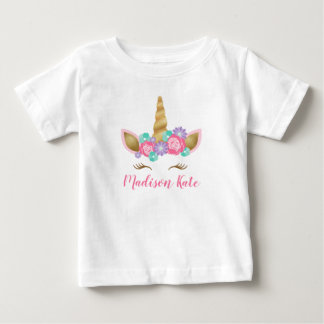 T-shirt Pour Bébé Cute Floral Couronne Unicorn Visage Premier Annive