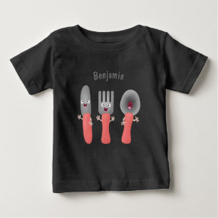 T-shirt Pour Bébé Cute fourche couteau et cuillère dessin de couvert