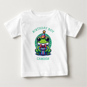 T-shirt Pour Bébé Cute Frog Theme Boy's Birthday Boy Personnalisé