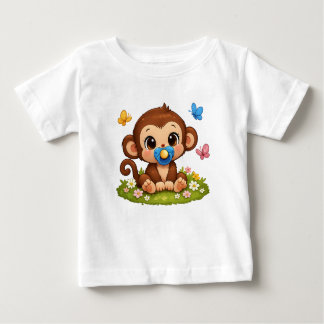 T-shirt Pour Bébé Cute funny cartoon little monkey