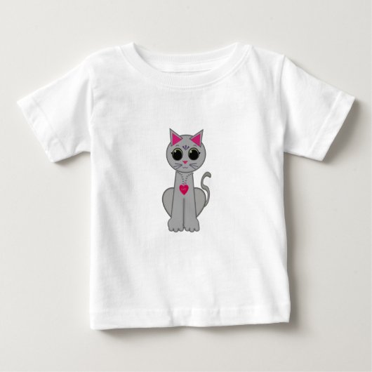 T-shirt Pour Bébé Cute Funny Happy Grey Chat (Devant)