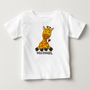 T-shirt Pour Bébé Cute Giraffe Jungle Dessin Zoo Safari Nom