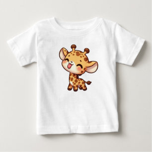 T-shirt Pour Bébé Cute Giraffe Sticking sa langue