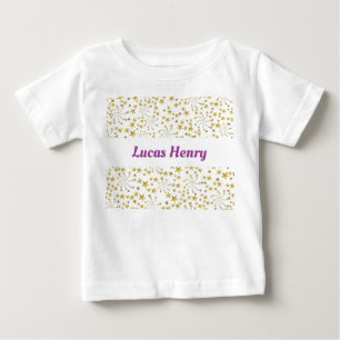 T-shirt Pour Bébé Cute Gold Stars Flower Fireworks Nom personnalisé