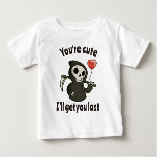 T-shirt Pour Bébé Cute Grim Reaper avec coeur romantique
