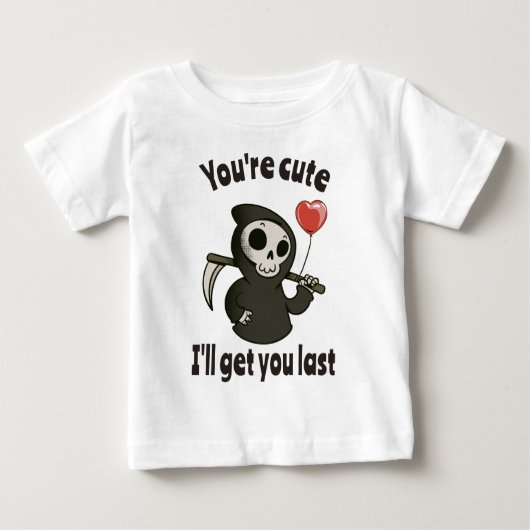 T-shirt Pour Bébé Cute Grim Reaper avec coeur romantique (Devant)