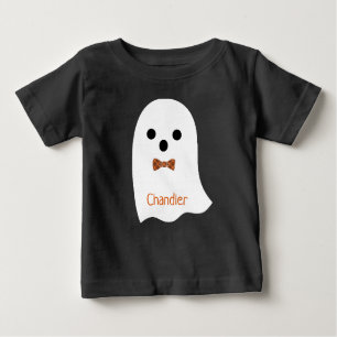 T-shirt Pour Bébé Cute Halloween Boy Ghost Plaid Bow Nom des enfants