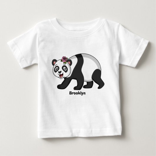 T-shirt Pour Bébé Cute happy panda bear with flower cartoon (Devant)