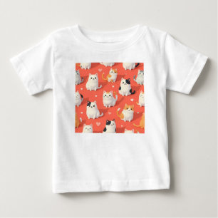 T-shirt Pour Bébé Cute Kawaii Cartoon Chat Motif sans couture sur Co