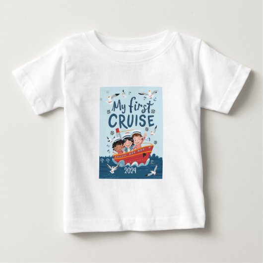 T-shirt Pour Bébé Cute Kids My First Cruise Custom (Devant)