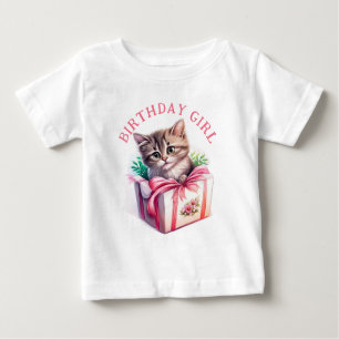 T-shirt Pour Bébé Cute Kitten dans une boîte Cadeau d'anniversaire