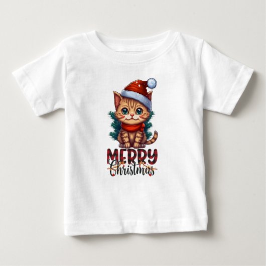T-shirt Pour Bébé Cute Kitten Merry Christmas Toddler Holiday Cat (Devant)
