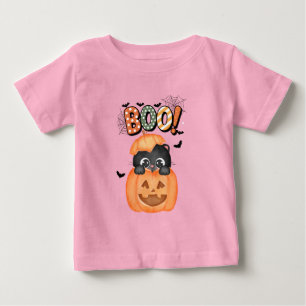 T-shirt Pour Bébé Cute Kitten noir prêt à Boo Halloween