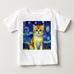 T-shirt Pour Bébé Cute Kitten Starry Night Van Gogh