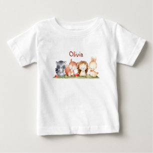 T-shirt Pour Bébé Cute Little Farm Animal Nom personnalisé Bébé pers