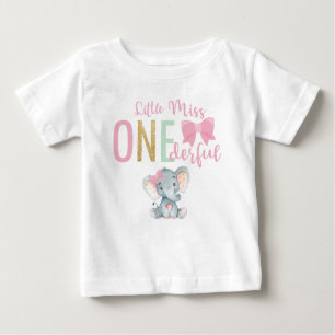 T-shirt Pour Bébé Cute Little Miss ONE derful Elephant 1er Anniversa