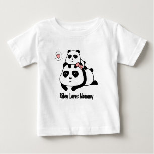 T-shirt Pour Bébé Cute Little Panda Cub aime maman, maman et bébé