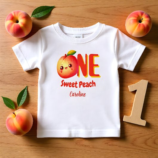 T-shirt Pour Bébé Cute Little Peach First Birthday
