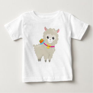 T-shirt Pour Bébé Cute Llama, Alpaca, Petite Llama, Llama Avec Casqu
