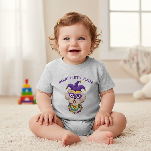T-shirt Pour Bébé Cute Mardi Gras Puppy Dog Custom Text