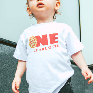T-shirt Pour Bébé Cute Moderne Premier Anniversaire Pizza Party Nom 