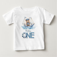 Cute Nautical Blue Boat Teddy Bear 1er anniversair