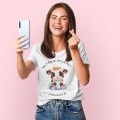 T-shirt Pour Bébé Cute Noir & Blanc Kawaii Bébé Vache Boire Lait