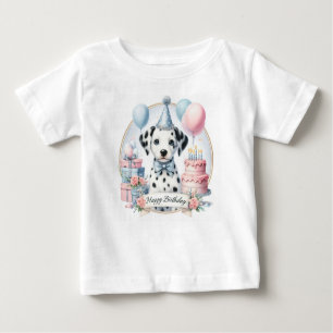 T-shirt Pour Bébé Cute Pastel Chiot Dalmatien - Anniversaire