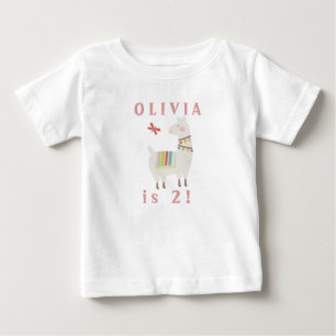 T-shirt Pour Bébé Cute Pastel Llama Anniversaire Personnalisé Nom e