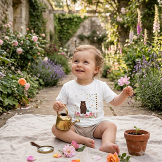 T-shirt Pour Bébé Cute Personalized Bear Gardening Sprinkle Joy Baby