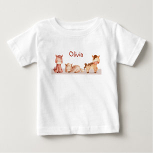 T-shirt Pour Bébé Cute Petit Animal De Ferme Nom Personnalisé Person