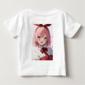 T-shirt Pour Bébé Cute Pink-Haired Anime Girl Illustration (Dos)