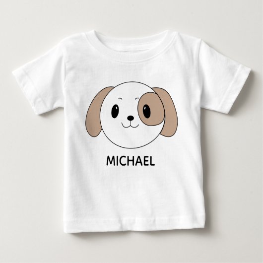 T-shirt Pour Bébé Cute Puppy Cartoon Face Personalised (Devant)