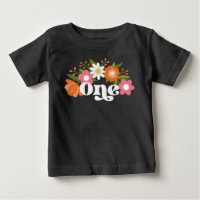 Cute Retro Floral One | Premier anniversaire du bé