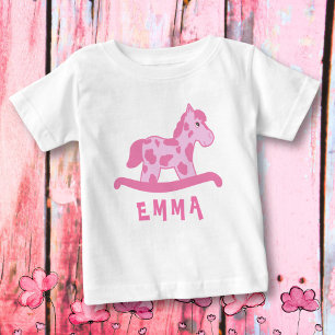 T-shirt Pour Bébé Cute Rose Rocking Nom du cheval Baby Girl