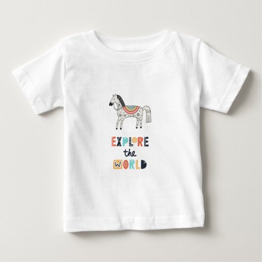 T-shirt Pour Bébé Cute Scandia Horse Explorez le monde (Devant)