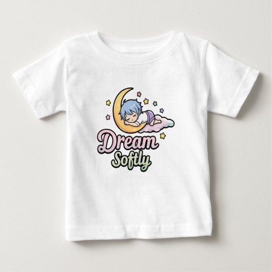 T-shirt Pour Bébé Cute Sleepy Moon Illustration with Quote (Devant)