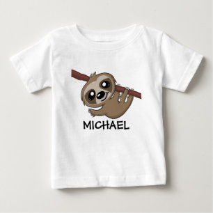 T-shirt Pour Bébé Cute Sloth Jungle Cartoon Safari Nom de la forêt 