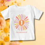 T-shirt Pour Bébé Cute soleil coloré 1er anniversaire Personnalisé<br><div class="desc">Mignonne Sunshine Colorée 1er Anniversaire T-shirt Personnalisé Baby. Personnalisez ce design très facilement avec vos propres détails. Découvrez la collection complète pour un décor de fête assorti et des invitations pour le premier anniversaire de votre charmant bébé. Heureux de customiser !</div>