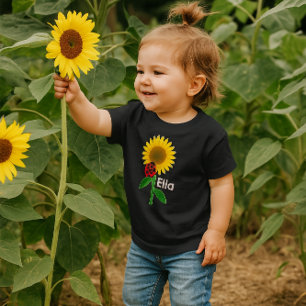 T-shirt Pour Bébé Cute Sunflower Baby (Ajouter un nom) Fine Jersey T