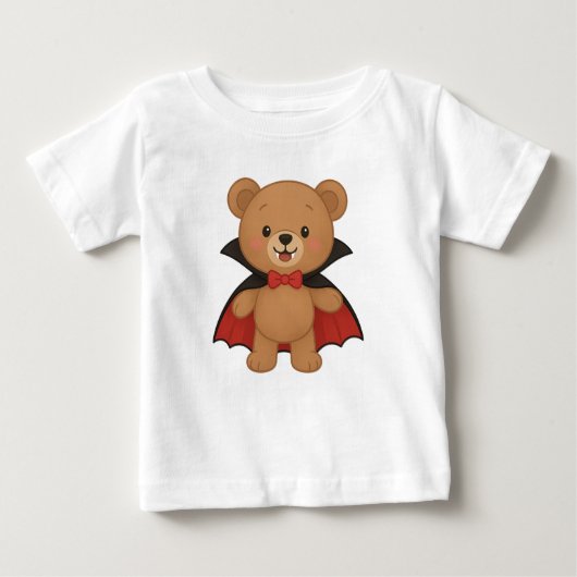 T-shirt Pour Bébé Cute Teddy Vampire Adorable Halloween Design (Devant)