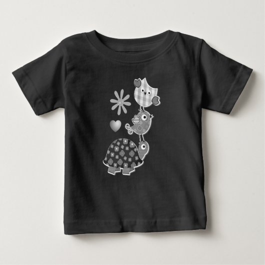 T-shirt Pour Bébé Cute tortue et hibou (Devant)