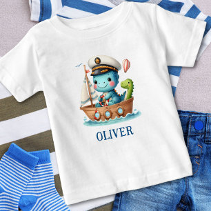 T-shirt Pour Bébé Cute Trex Capitaine de voilier Personnalisé