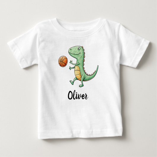T-shirt Pour Bébé Cute Trex Jouer Au Basket (Devant)