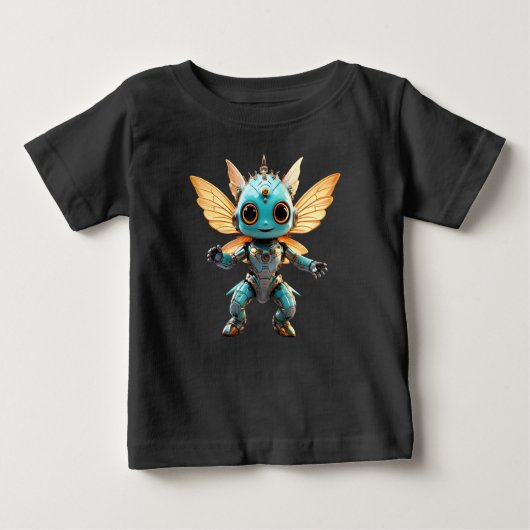 T-shirt Pour Bébé Cute Turquoise Dancing Robot Pixie (Devant)