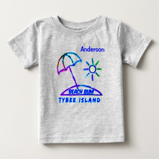 T-shirt Pour Bébé Cute Tybee Island GA Finger Paint Beach Parapluie (Devant)