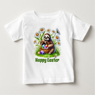 T-shirt Pour Bébé Cute unisex sloth Happy Easter 