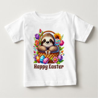 T-shirt Pour Bébé Cute unisex sloth Happy Easter 